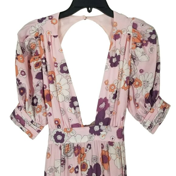 For Love & Lemons Maxi Dress Pink 70s Floral - Picture 12 of 15